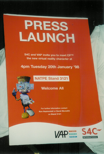 Press launch card: S4C and VAP invite you to meet the new virtual reality character, NATPE 1998